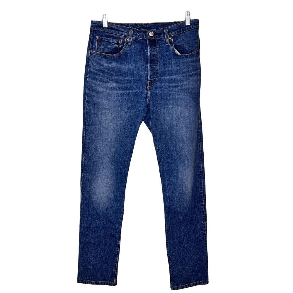 Levi's 501 jeans mens 30 button fly medium wash straight stretch cotton blend